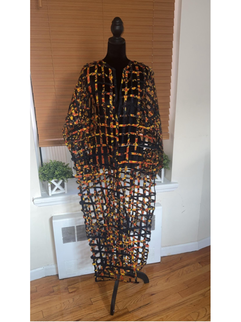 Handmade Ankara Duster Jacket African Wax Print Long Kimono One Size - Picture 3 of 11